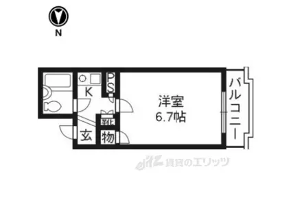 DETOM-1烏丸鞍馬口(1K/2階)の間取り写真