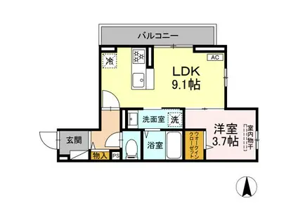 ディー パイナ松見町(1LDK/2階)の間取り写真
