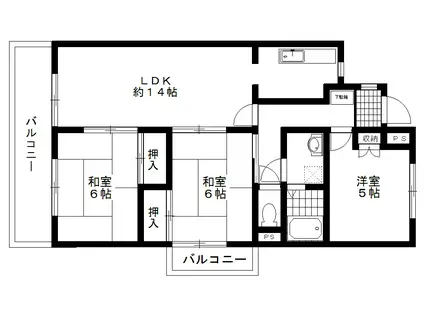 ファミール千里丘(3LDK/3階)の間取り写真