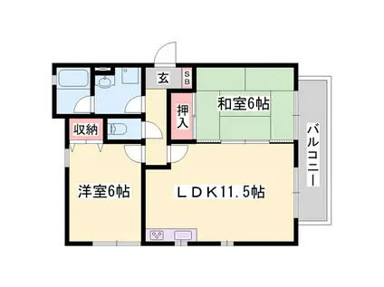 プレベール 木村(2LDK/1階)の間取り写真