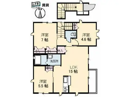 プリマヴェーラB棟(3LDK/2階)の間取り写真