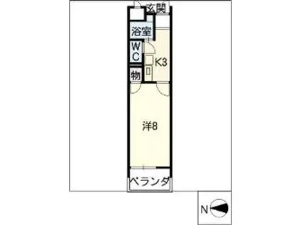 ハイツ金山(1K/2階)の間取り写真