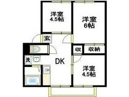 エステート3(3DK/2階)の間取り写真