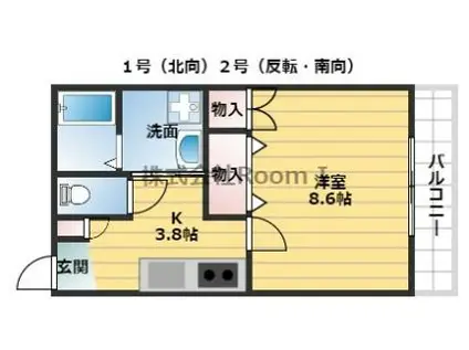 カーサフェリス(1K/2階)の間取り写真