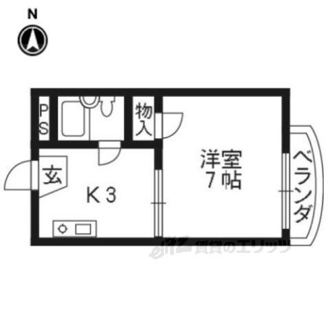 カーメルハウス(1K/2階)の間取り写真