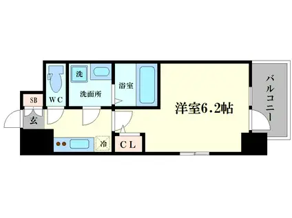 エスリード弁天町クレール(1K/9階)の間取り写真