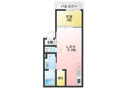 くぬぎ山3階建共同(1K/1階)の間取り写真
