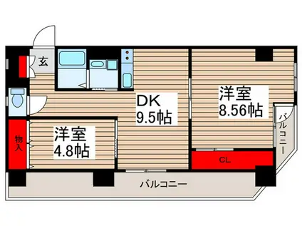 モンヴィラージュ(2DK/3階)の間取り写真