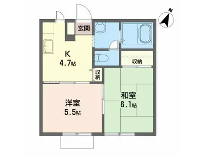 コモンシティYS B(2K/1階)の間取り写真