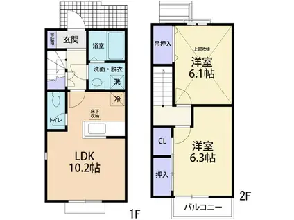 井ノ口スプリングサイドS(2LDK/1階)の間取り写真
