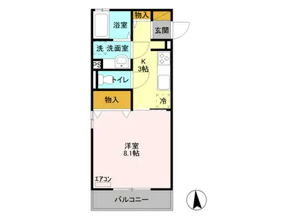 オーブルミエール(1K/3階)の間取り写真