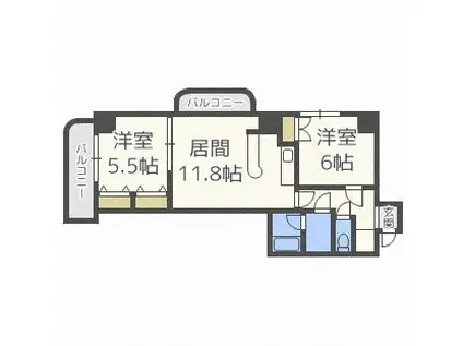 ウイング円山北町(2LDK/9階)の間取り写真