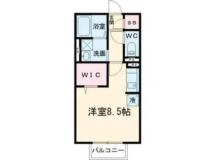 エクセルーム K-III(ワンルーム/2階)の間取り写真