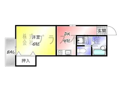 PLUM ONE(1DK/2階)の間取り写真