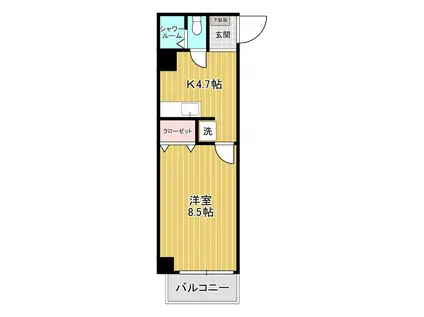 AMEKU HILLS(1K/4階)の間取り写真