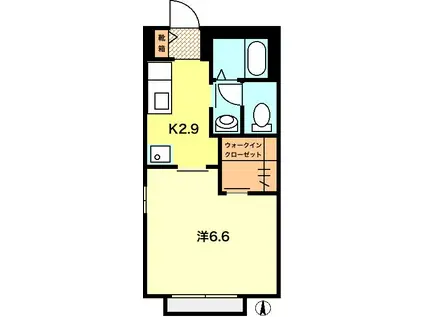 ジェナロシティ寺尾(1K/2階)の間取り写真