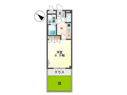 ＪＲ筑肥線 和多田駅 徒歩5分 1階建 築18年(1K/1階)の間取り写真