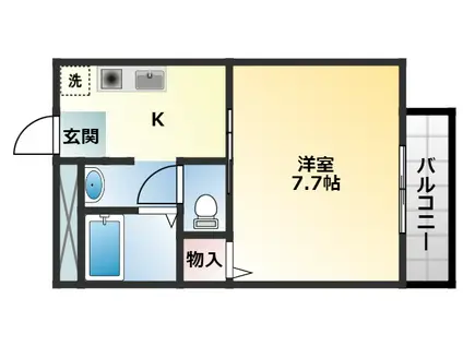 ヴィラ・ソレイユB棟(1K/2階)の間取り写真