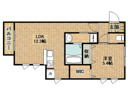 H.A.L狛江(1LDK/2階)の間取り写真