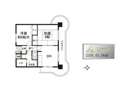 アネックス六兵衛Ⅲ番館(2DK/4階)の間取り写真