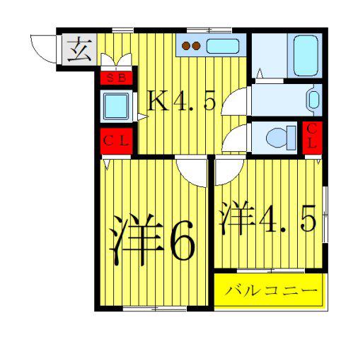 山本ハイツ(2K/3階)の間取り写真