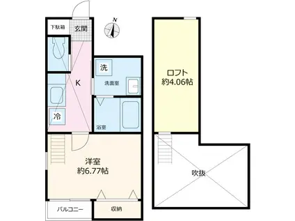 パームツリー金町(1K/1階)の間取り写真