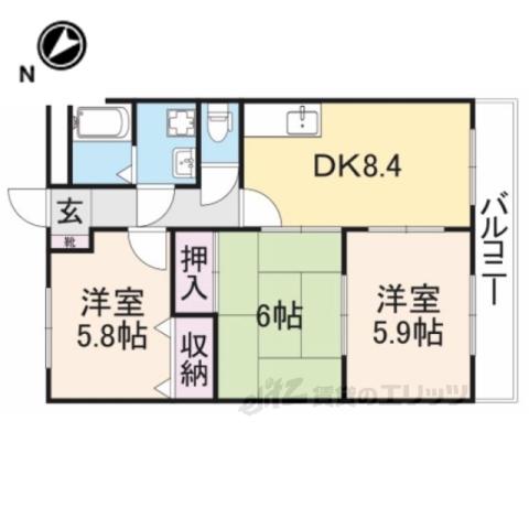 フォレストヴィラ(3DK/2階)の間取り写真