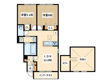 ベル リード(2LDK/1階)の間取り写真