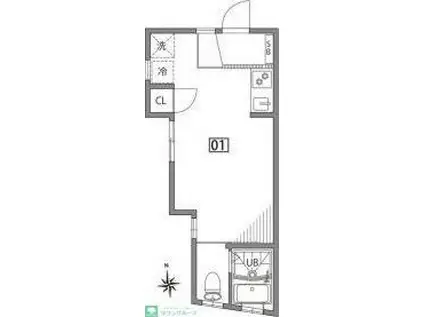 TERRACE自由が丘(ワンルーム/1階)の間取り写真