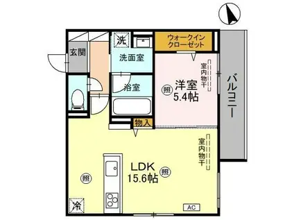 RE TORISIA南大通(1LDK/2階)の間取り写真