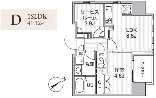 グランエール西日暮里ノース(1SLDK/4階)の間取り写真
