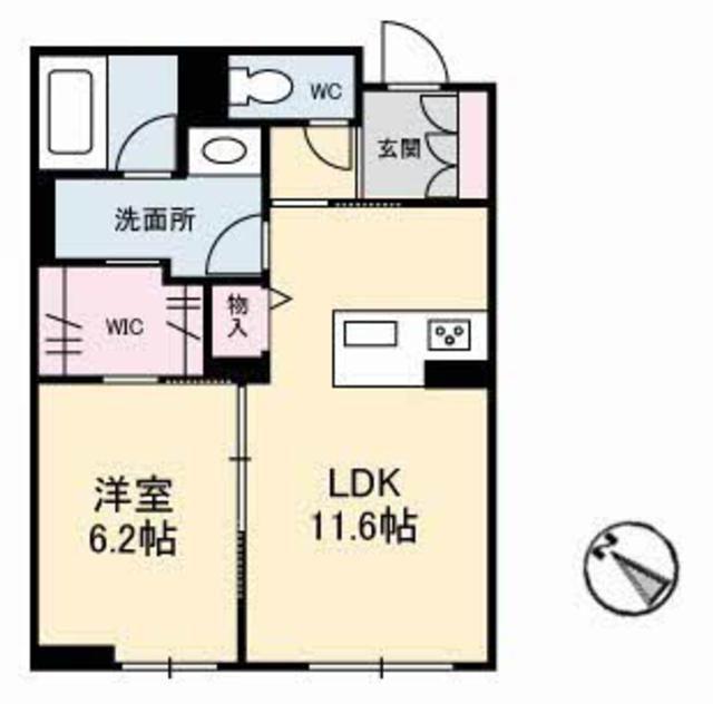 ラ プレスタージュ(1LDK/1階)の間取り写真