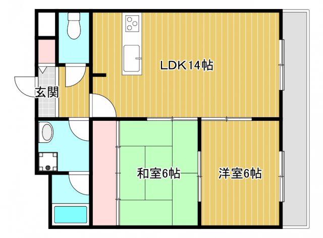 アルブル(2LDK/4階)の間取り写真