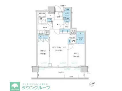 パークシティ柏の葉キャンパス ザ・ゲートタワー ウエスト(2LDK/35階)の間取り写真