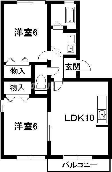 リヴェール後田 A棟(2LDK/2階)の間取り写真