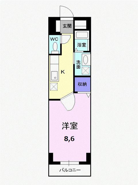 ヴェルアンジュ(1K/4階)の間取り写真