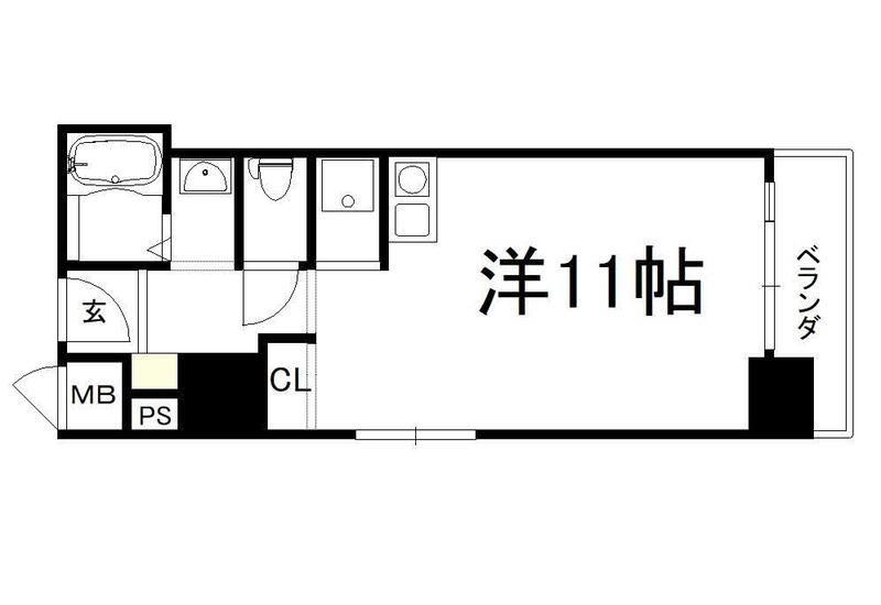 エクセランス梅田西(ワンルーム/10階)の間取り写真