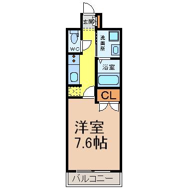 メゾンドガスパール名駅(1K/5階)の間取り写真