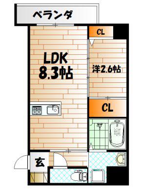ル・シエル(1LDK/3階)の間取り写真