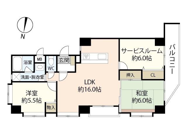 ラフィーネカツタ(2SLDK/2階)の間取り写真