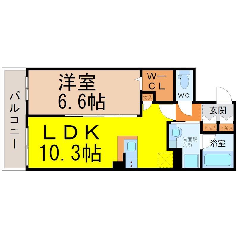 JMFレジデンス名駅南(1LDK/8階)の間取り写真