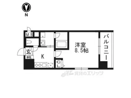 ベラジオ京都西院ウエストシティⅡ(1K/6階)の間取り写真