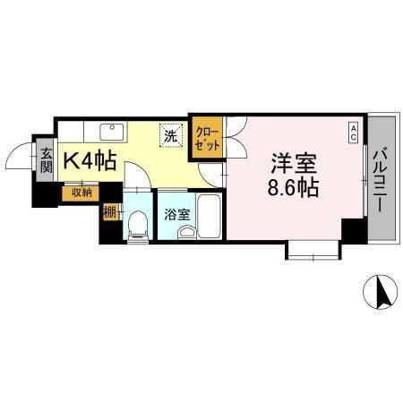 フィオーレ松山(1K/3階)の間取り写真