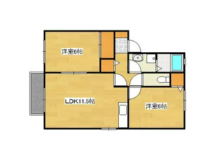 ヴィーブルA(2LDK/2階)の間取り写真