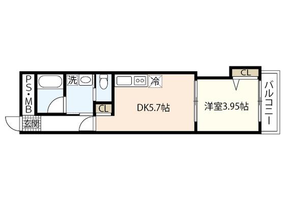 LE DOME阿品(1DK/1階)の間取り写真