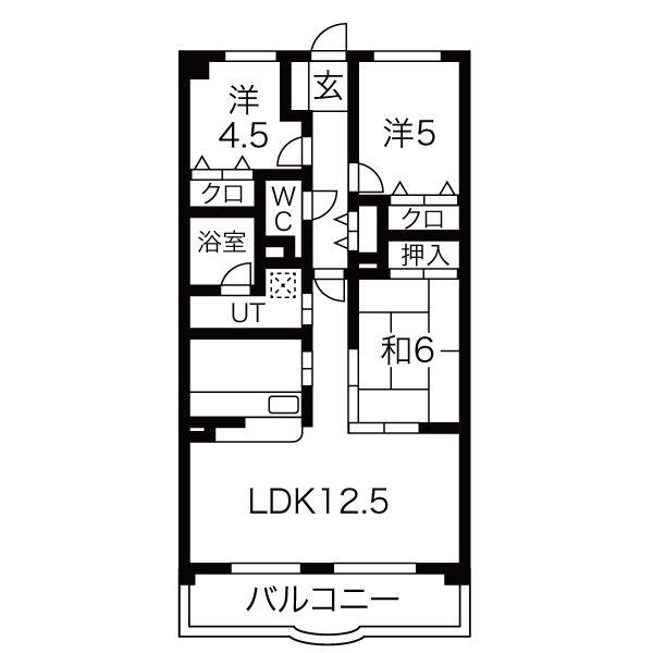 クレストヒルズ東山(3LDK/2階)の間取り写真