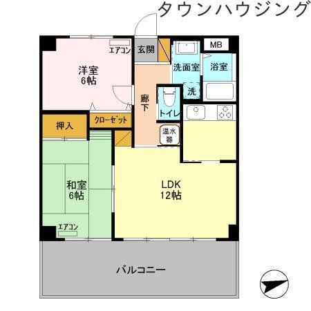カーサフィオーレ(2LDK/3階)の間取り写真