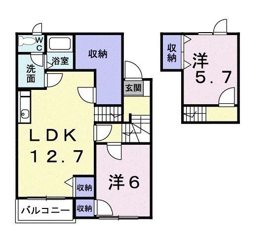 デイブレイクT(2LDK/2階)の間取り写真