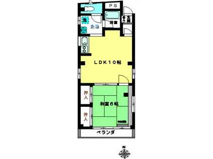 サンハイツ小林(1LDK/4階)の間取り写真