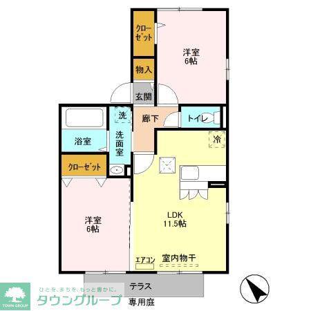サンフルール(2LDK/1階)の間取り写真